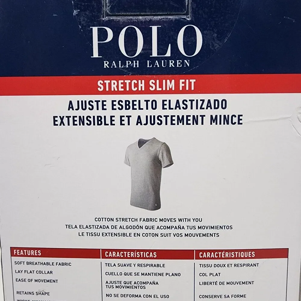 Polo Ralph Lauren Undershirts Mens XL White Stretch Slim Fit V-Neck 3 Pack